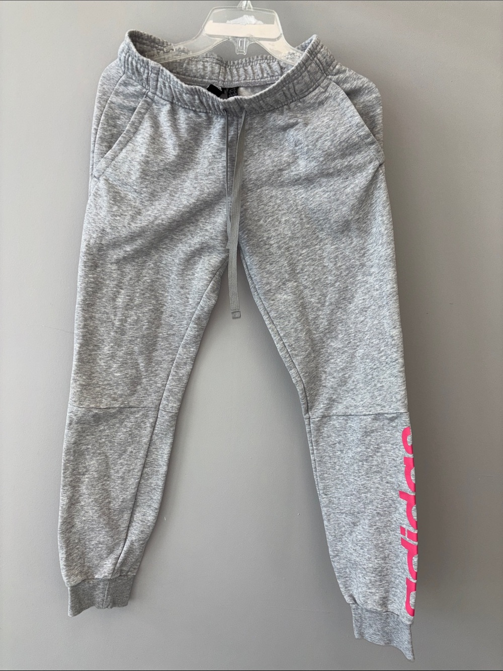 Adidas Grey and Pink Women’s Sweats pants